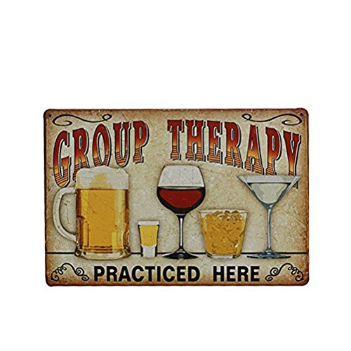 NUOLUX Plaque Poster for Cafe Bar Pub Beer Wall Decor Art Tin Sign Group Therapy Practiced Here Vintage Metal Tin