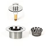 PF WaterWorks Lift Lock (Push Pull) Bathtub Tub Drain Assembly with Gasket - Coarse Thread 11.5 Threads Per Inch - includes FREE Hair Catcher/Strainer to Eliminate Clogs, Chrome, PF0940-CH-LL-C