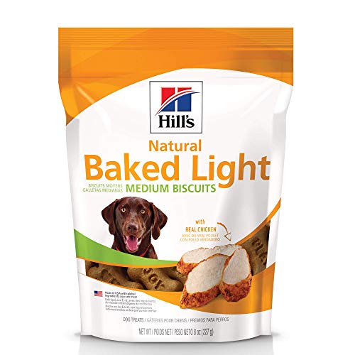 Book Cover Hill's Dog Treats Baked Light Dog Biscuits with Real Chicken for Medium Dogs, Healthy Dog Snacks, 8 oz. Bag