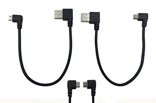 Book Cover Cerrxian 9Inch Micro USB Cable Combo Left & Right Angle Micro USB 5 Pin Male to USB 2.0 Type A Right Angle Male Data Sync and Charge Cable (Black)(2-Pack) R