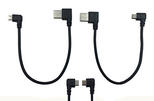 Cerrxian 9Inch Micro USB Cable Combo Left & Right Angle Micro USB 5 Pin Male to USB 2.0 Type A Right Angle Male Data Sync and Charge Cable (Black)(2-Pack) R