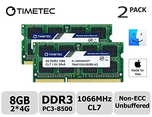 Book Cover Timetec Hynix IC 8GB KIT(2x4GB) Compatible for Apple DDR3 1067MHz/1066MHz PC3-8500 SODIMM RAM Upgrade for Late 2008, Early/Mid/Late 2009, Mid 2010 MacBook, MacBook Pro, iMac, Mac Mini (8GB KIT(2x4GB))