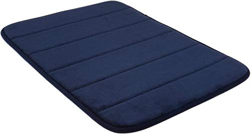 Navy Blue Memory Foam Bath Mat-Incredibly Soft and Absorbent Rug, Cozy Velvet Non-Slip Mats Use for Kitchen or Bathroom (17 Inch x 24 Inch, Navy)
