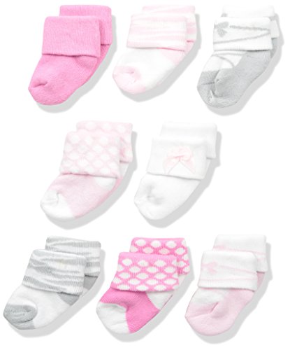 Book Cover Luvable Friends Baby Boys' 8 Pack Newborn Socks, Coral Dots 8-pack, 0-6 Months (pack of 8)