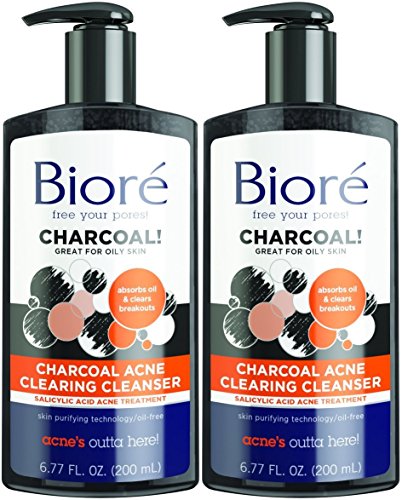 Biore Charcoal Acne Clearing Cleanser 6.77 Ounce Pump (200ml) (2 Pack)