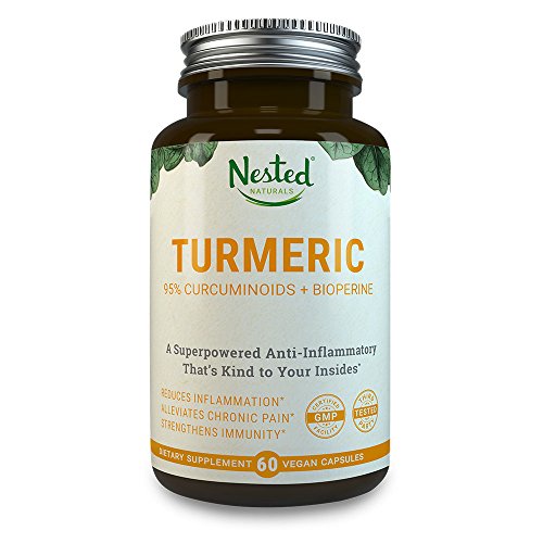 Book Cover Turmeric Curcumin 1000mg with BioPerine | 95% Curcuminoids | 60 High Absorption Vegan Caps + Black Pepper Extract | Herbal Supplement for Healthy Joint Function | Moderate Pain & Inflammation Relief