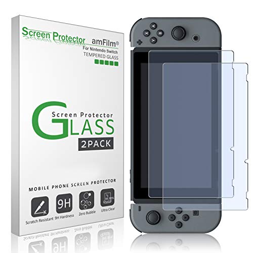 Book Cover amFilm Tempered Glass Screen Protector for Nintendo Switch 2017 (2-Pack)