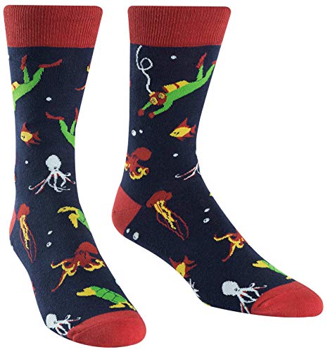Sock It to Me, Underwater Explorer, Men's Crew Socks, Ocean, Deep Sea Scuba Socks