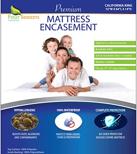 Book Cover California King Mattress Protector Waterproof Zippered Encasement Hypoallergenic Premium Bed Cover Protects Against Dust, Allergens