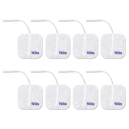 TENS Electrodes, Value Wired Replacement Pads for TENS Units, 8 TENS Unit Electrodes (2in x 2in, 8 Pack) Discount TENS Brand
