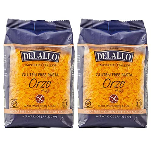 Book Cover DeLallo Gluten Free Orzo Pasta, Made with Corn & Rice, Wheat Free, 12oz Bag, 2-Pack