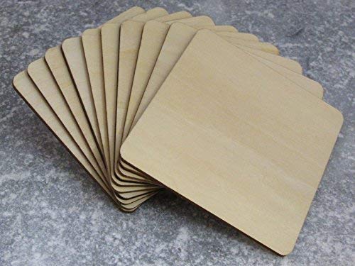 10 carrées en bois à peindre étiquettes blanches 100 mm
