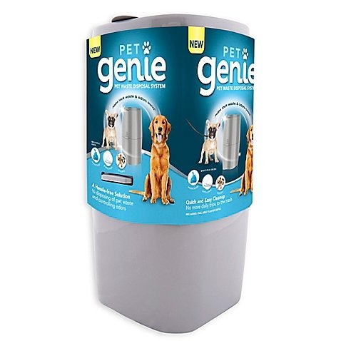 Book Cover Pet Genie Dog Waste Disposal Pail with Push-N-Lock Clamp, Gray