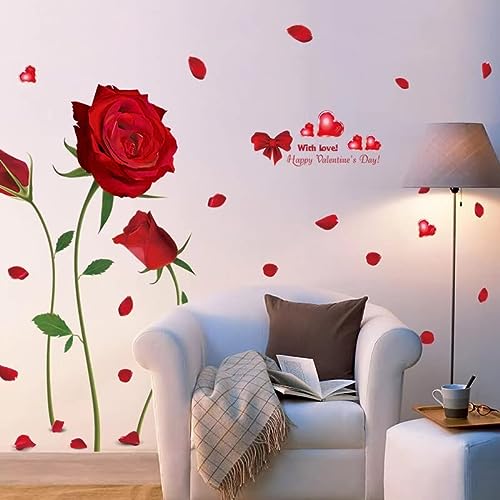 sudumaiba Can Remove The Wall Stickers Romantic red Roses The Sitting Room The Bedroom Home Decoration Wall Stickers