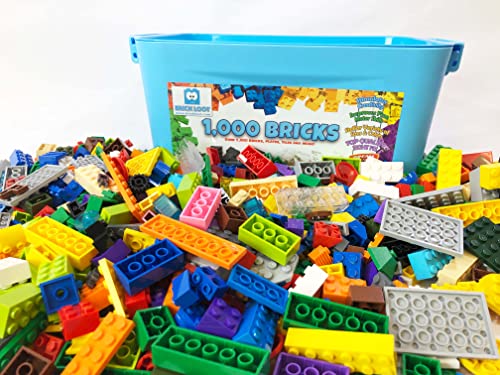 Book Cover Brick Loot 1,000 Bricks w/Crate- 1000 Toy Building Blocks Plus 70 Free pcs & Deluxe Hard Storage Crate = 1070 Pieces of Fun! Creative Mixed Vibrant Colors 100% Compatible Bulk