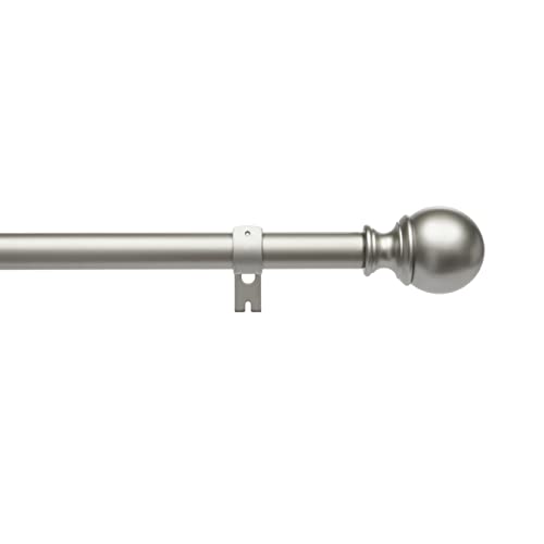 Amazon Basics 1-Inch Curtain Rod with Round Finials - 1-Pack, 36 to 72 Inch, Nickel