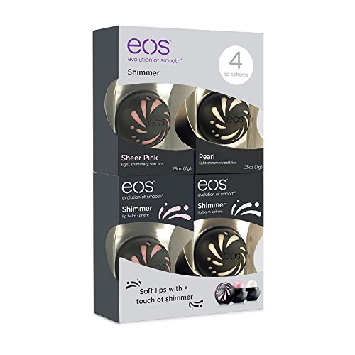 EOS Shimmer Lip Balm Sphere .25 oz - 4 Pack - 2 of Sheer Pink and 2 of Pearl