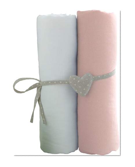 Babycalin lot de 2 Draps Housse Blanc/Rose 60 x 120 cm