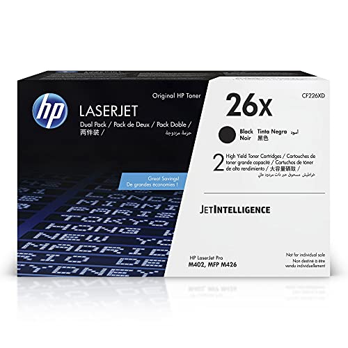 HP 26X | CF226XD | 2 Toner Cartridges | Black | High Yield