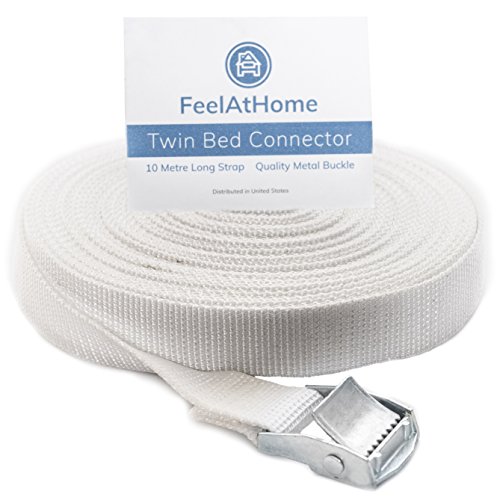 Book Cover FeelAtHome Strap for Twin Beds - Twin to King Bed Mattress Joiner Converter, Twin Connector for Converting Split Twins or Twin XL to King | 33ft Long Connecting Belt Strap Convert Twin Beds into King