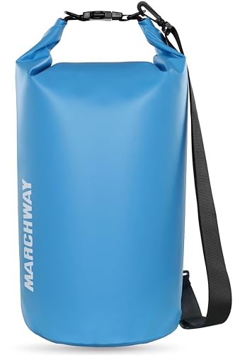 MARCHWAY Floating Waterproof Dry Bag 10L/20L - Protect your Items Safe, Dry, Clean from Kayaking, Rafting, Boating, Camping, Beach, Fishing (Light Blue, 20L)