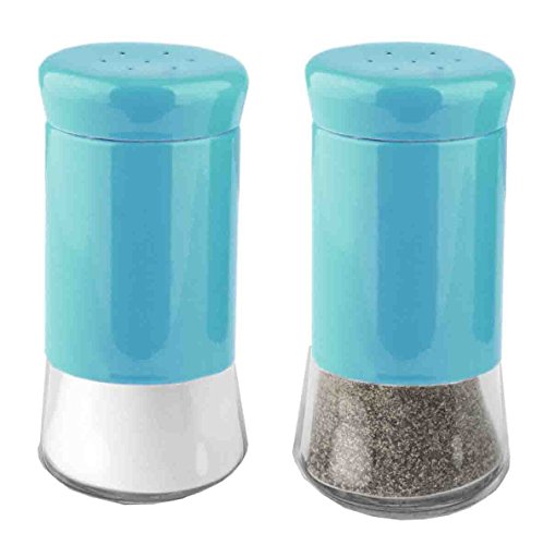 Book Cover Home Basics Essence Collection Salt and Pepper Shaker Set, Turquoise Blue
