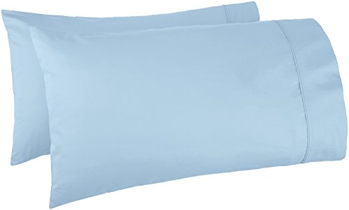 Book Cover Amazon Basics 400 Thread Count Cotton Pillow Cases, King, Set of 2, Smoke Blue