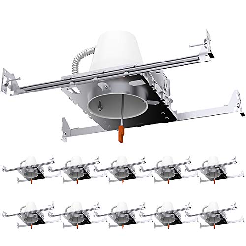 Sunco Lighting 10 Pack 4 Inch New Construction Housing, Air Tight IC Rated Steel Can, 120-277V, TP24 Connector Included for Easy Install - UL & Title 24 Compliant