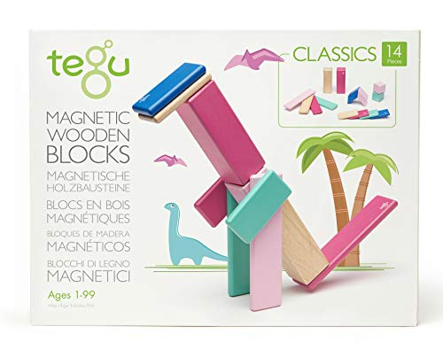 Book Cover 14 Piece Tegu Magnetic Wooden Block Set, Blossom