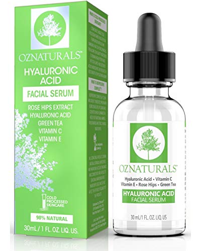 OZNaturals Hyaluronic Acid and Vitamin C Serum - Moisturizing and Anti Aging Serum For Face With Pure Vitamin E Oil and Rosehip Oil - Anti Wrinkle and Pore Minimizer Facial Serum - 1 Fl Oz