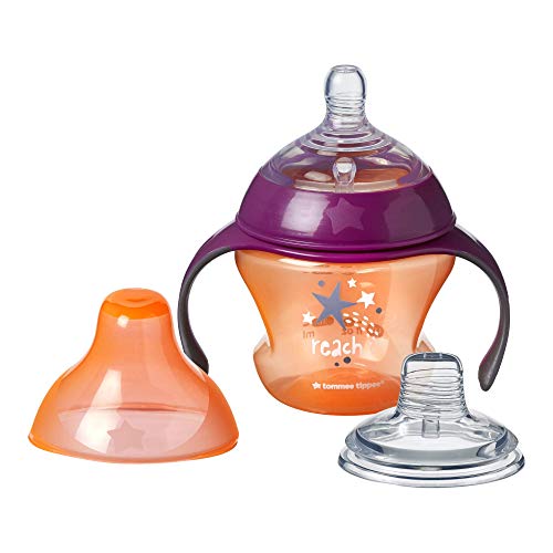 Book Cover Tommee Tippee First Sips Soft Transition Cup, Gentle on Gums, Spill-Proof, Dishwasher Safe, 4+ Months, 5 Ounces, 1 Count (Colors May Vary)