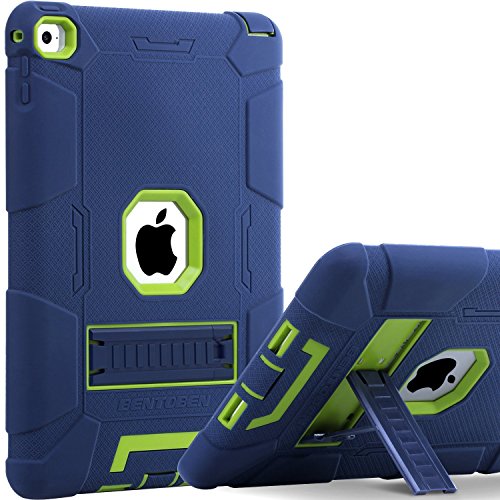 iPad Air 2 Case, BENTOBEN [Hybrid Shockproof Case] with Kickstand Rugged Triple-Layer Shock Resistant Drop Proof Case Cover for iPad Air 2 with Retina Display / iPad 6, Navy Blue/Green