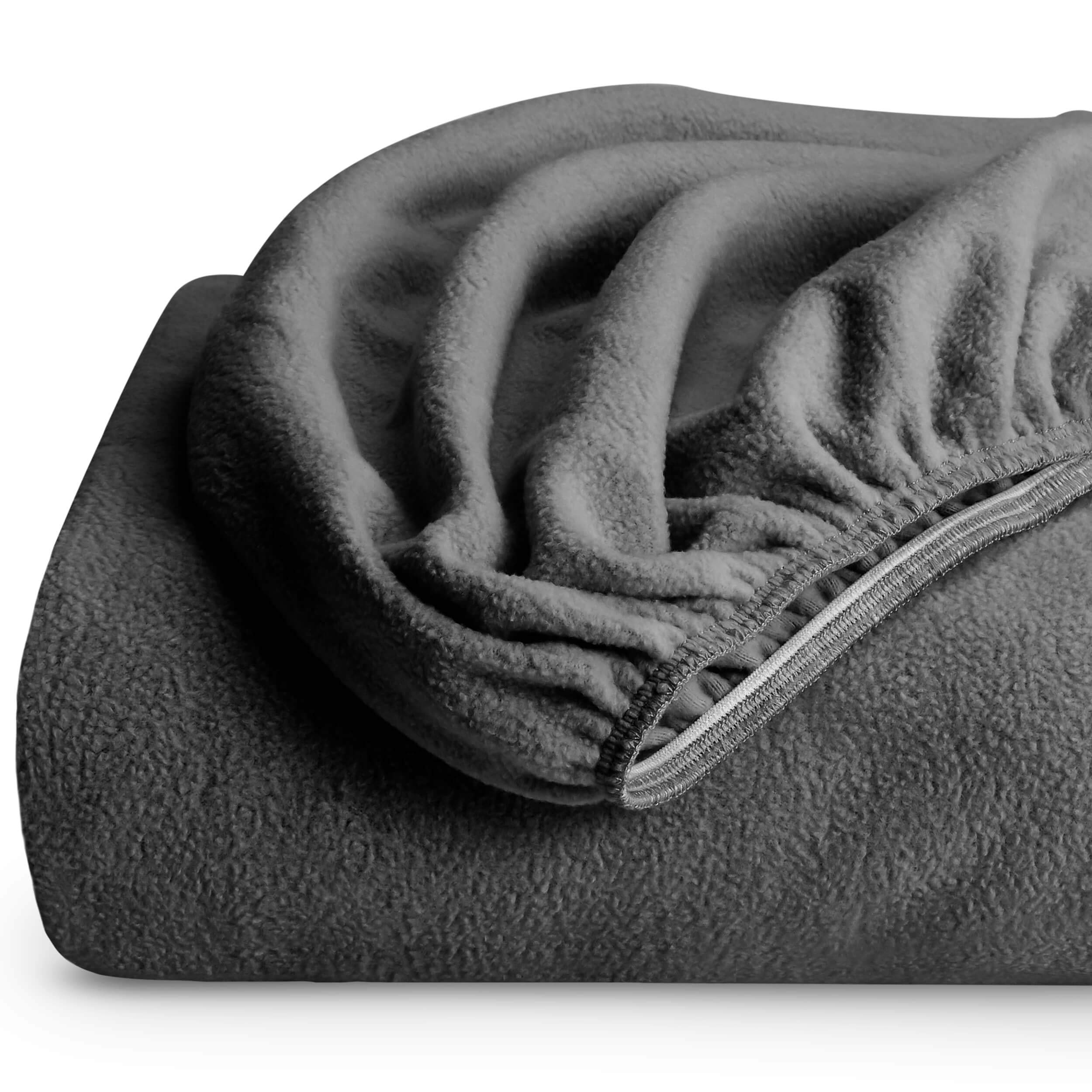 Bare Home Super Soft Fleece Fitted Sheet - Full Size - Extra Plush Polar Fleece - Deep Pocket - All Season Cozy Warmth (Full, Grey) Full Grey