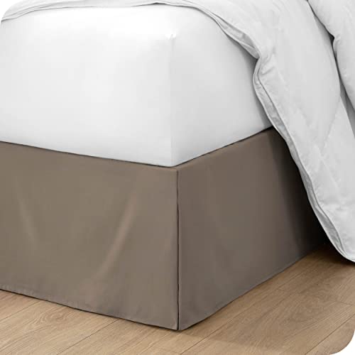 Book Cover Bare Home Kids Pleated Twin Bed Skirt - 15-Inch Tailored Drop Easy Fit - Bed Skirt for Twin Beds - Center & Corner Pleats (Twin, Taupe)