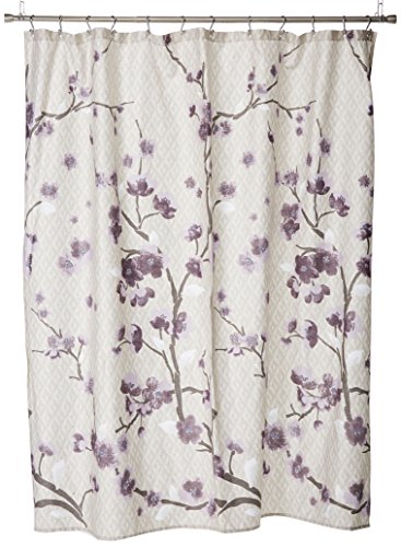 Book Cover Madison Park Holly Modern Cotton Fabric Long, Floral Shower Curtains for Bathroom, 72 X 72, Yellow, 72x72, Purple