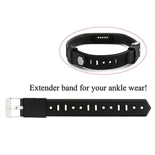 Book Cover Baaletc Extender Band for Fitbit Flex/2 & Fitbit Alta/Hr Fitness Tracker Wristbands - Designed for Larger Size Wrists or Ankle Wear, 14mm (Width) x 115mm (Length), Black