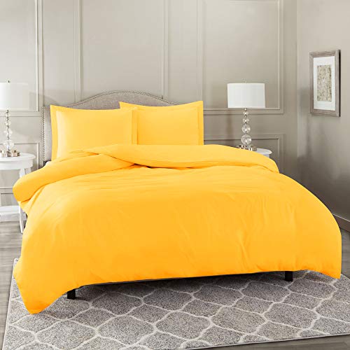Book Cover Nestl Bedding Duvet Cover 3 Piece Set â€“ Ultra Soft Double Brushed Microfiber Hotel Collection â€“ Comforter Cover with Button Closure and 2 Pillow Shams, Yellow - Queen 90