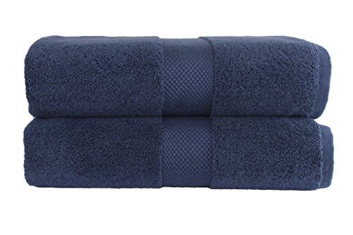 Book Cover Cotton Craft - 2 Pack Luxuriously Oversized Hotel Bath Sheet - Navy - 100% Ringspun Cotton - 40x80 - Heavy Weight 700 Grams - 2 Ply Construction - Highly Absorbent - Easy Care Machine Wash