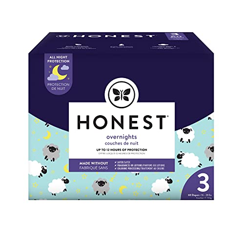 The Honest Company Club Box Overnight Baby Diapers, Sleepy Sheep, Size 3 (60 Count)