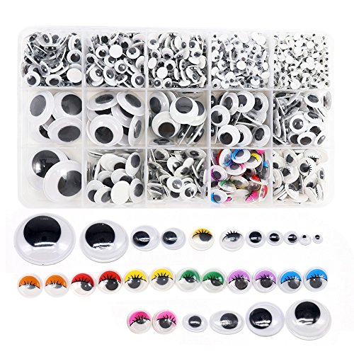 Book Cover 1 Box/lot (Approx.1120 pcs) 4-25mm Plastic self-Adhesive Googly Wiggle Eyes (4-25mm)