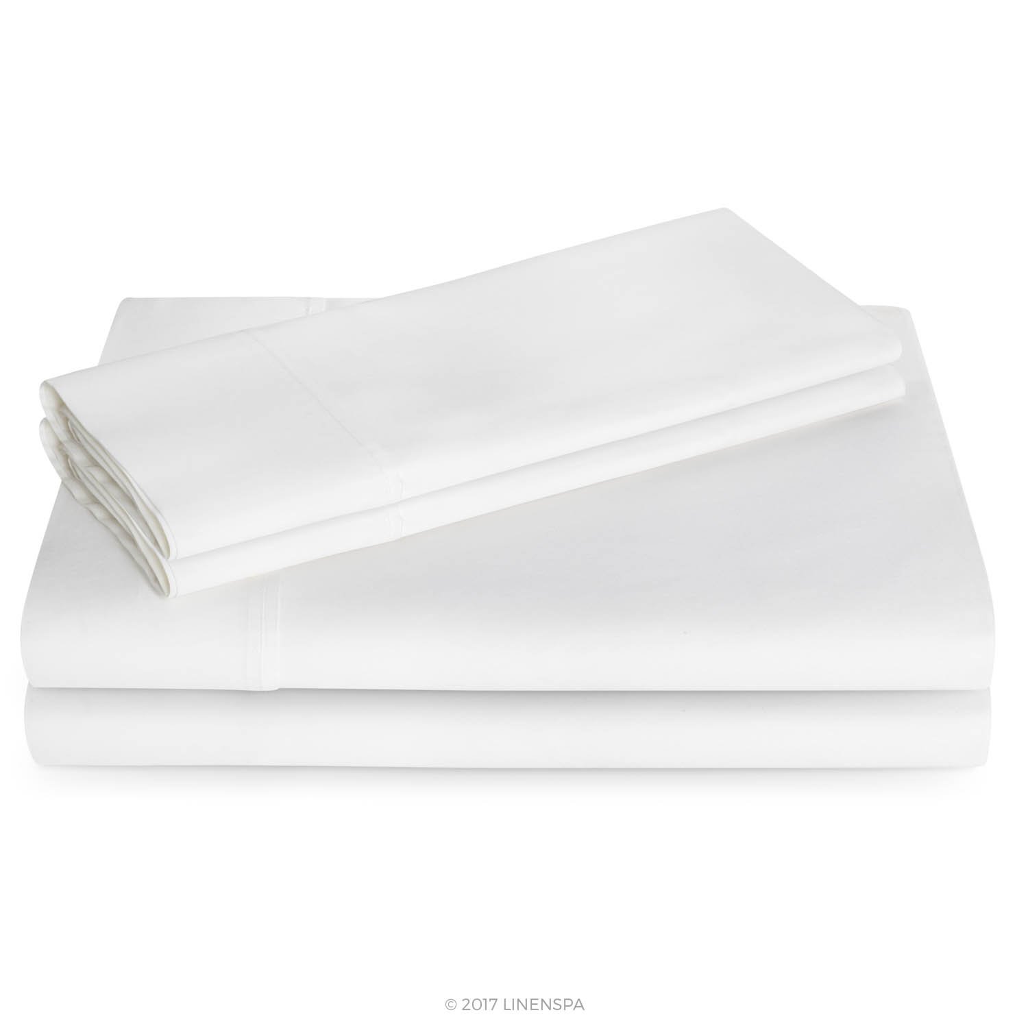 Book Cover Linenspa 600 Thread Count Ultra Soft, Deep Pocket Cotton Blend Sheet Set - California King - White California King White