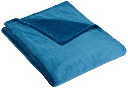 Book Cover AmazonBasics - Cuddly blanket, made of velvety plush, 168 x 229cm - Blue-Green