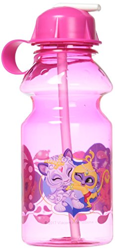 Book Cover Zak Designs Shimmer Shine 14oz Kids Water Bottle with Straw - BPA Free with Easy Clean Design, Shimmer-Shine