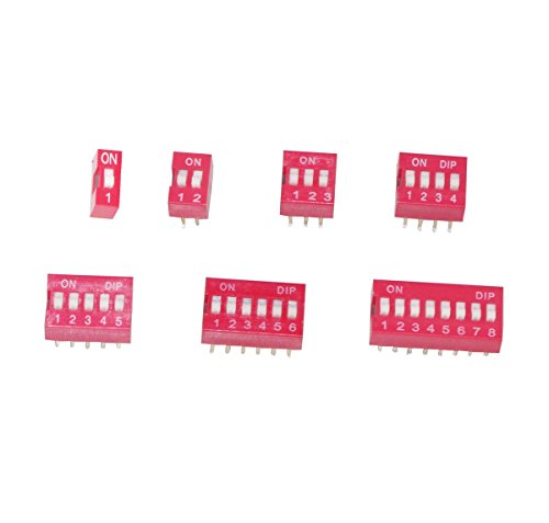 Book Cover Haobase 35Pcs/Lot Dip Switch Kit in Box 1 2 3 4 5 6 8 Way 2.54mm Toggle Switch Red Snap Switches Kit(Each Value 5Pcs))