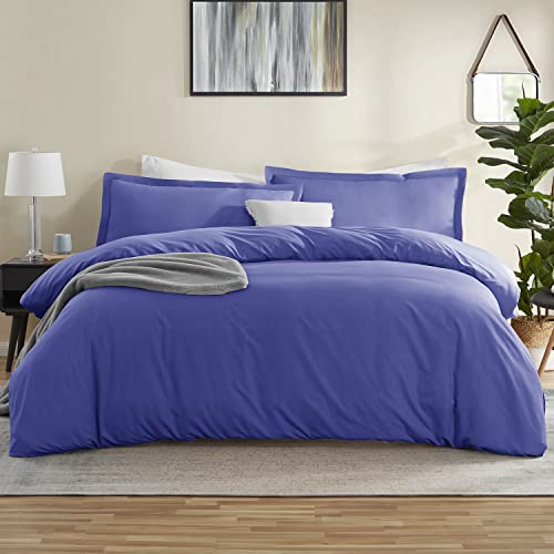 Book Cover Nestl Twin Duvet Cover Set - Soft Royal Blue Duvet Cover Twin, Double Brushed Twin/Twin XL Duvet Cover 2 Piece with Button Closure, 1 Twin Size Duvet Cover 68x90 inches and 1 Pillow Sham