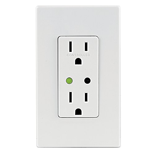 Leviton DZR15-1RZ Decora Z-Wave Controls 15-Amp Tamper Resistant Split Duplex Receptacle, White/Light Almond, Works with Alexa