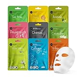 Celavi Essence Facial Mask Paper Sheet Korea Skin Care Moisturizing 9 Pack (Mix of 9)