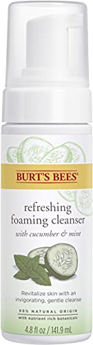 Book Cover Burt's Bees Refreshing Foaming Cleanser and Natural Face Wash with Cucumber and Mint, 4.8 Fl Oz