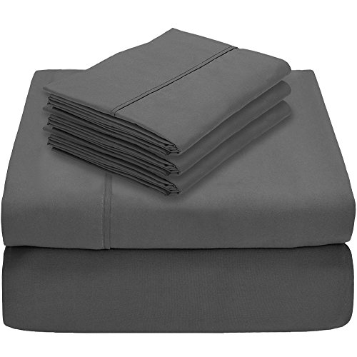 Book Cover Bare Home 5 Piece 1800 Collection Deep Pocket Bed Sheet Set - Twin Extra Long - Ultra-Soft Hypoallergenic - 2 Extra Pillowcases (Twin XL, Grey)