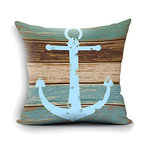 Book Cover oFloral Home Decorative Nautical Anchor Rustic Wood Satin Throw Pillow Case Cushion Cover Standard Size 18
